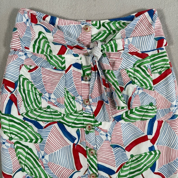 Conversations Anthropologie Skirt Womens 6 Umbrella Print Buttoned Linen Blend - Picture 2 of 13